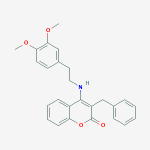 molecular formula C26H25NO4 B252022 3-benzyl-4-{[2-(3,4-dimethoxyphenyl)ethyl]amino}-2H-chromen-2-one 