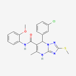 molecular formula C21H20ClN5O2S B2520221 7-(3-chlorophenyl)-N-(2-methoxyphenyl)-5-methyl-2-(methylthio)-4,7-dihydro-[1,2,4]triazolo[1,5-a]pyrimidine-6-carboxamide CAS No. 901242-59-9
