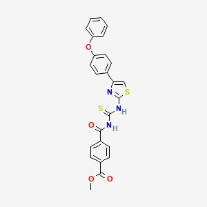 molecular formula C25H19N3O4S2 B2520223 Methyl 4-(((4-(4-phenoxyphenyl)thiazol-2-yl)carbamothioyl)carbamoyl)benzoate CAS No. 398998-49-7
