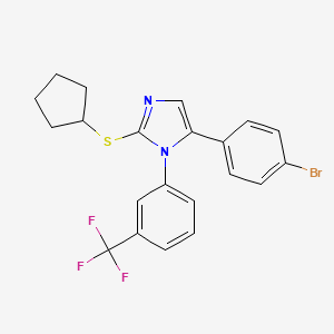 molecular formula C21H18BrF3N2S B2520236 5-(4-bromophenyl)-2-(cyclopentylthio)-1-(3-(trifluoromethyl)phenyl)-1H-imidazole CAS No. 1226442-16-5