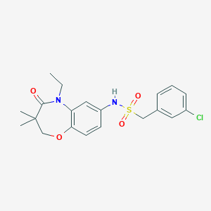 molecular formula C20H23ClN2O4S B2520242 1-(3-氯苯基)-N-(5-乙基-3,3-二甲基-4-氧代-2,3,4,5-四氢苯并[b][1,4]恶杂环庚-7-基)甲磺酰胺 CAS No. 922024-25-7
