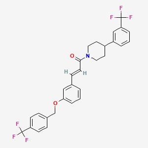 (E)-3-(3-{[4-(trifluoromethyl)benzyl]oxy}phenyl)-1-{4-[3-(trifluoromethyl)phenyl]piperidino}-2-propen-1-one