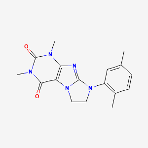 molecular formula C17H19N5O2 B2520269 6-(2,5-Dimethylphenyl)-2,4-dimethyl-7,8-dihydropurino[7,8-a]imidazole-1,3-dione CAS No. 915927-56-9