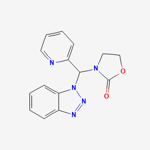 molecular formula C15H13N5O2 B2520272 3-[Benzotriazol-1-yl(pyridin-2-yl)methyl]-1,3-oxazolidin-2-one CAS No. 305860-56-4