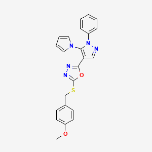methyl 4-[({5-[1-phenyl-5-(1H-pyrrol-1-yl)-1H-pyrazol-4-yl]-1,3,4-oxadiazol-2-yl}sulfanyl)methyl]phenyl ether