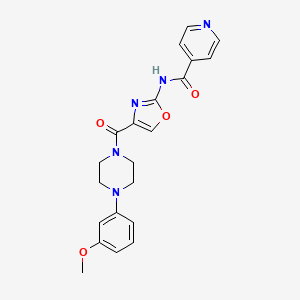 molecular formula C21H21N5O4 B2520275 N-(4-(4-(3-甲氧基苯基)哌嗪-1-羰基)恶唑-2-基)异烟酰胺 CAS No. 1797259-25-6