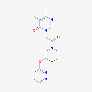 molecular formula C17H21N5O3 B2520282 5,6-二甲基-3-(2-氧代-2-(3-(吡啶嗪-3-氧基)哌啶-1-基)乙基)嘧啶-4(3H)-酮 CAS No. 2034438-17-8
