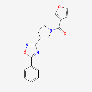 molecular formula C17H15N3O3 B2520283 Furan-3-yl(3-(5-phenyl-1,2,4-oxadiazol-3-yl)pyrrolidin-1-yl)methanone CAS No. 2034416-41-4