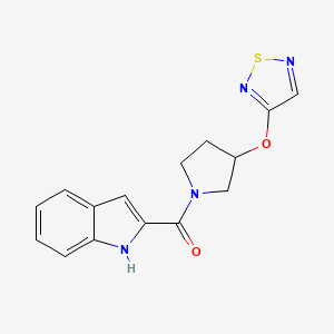 molecular formula C15H14N4O2S B2520288 （3-((1,2,5-噻二唑-3-基)氧基)吡咯烷-1-基)(1H-吲哚-2-基)甲苯酮 CAS No. 2320642-09-7