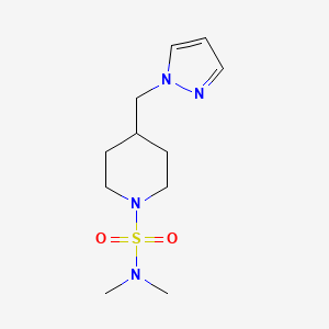 molecular formula C11H20N4O2S B2520308 4-((1H-pyrazol-1-yl)methyl)-N,N-dimethylpiperidine-1-sulfonamide CAS No. 1421452-26-7