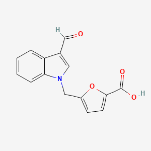 molecular formula C15H11NO4 B2520336 5-[(3-Formyl-1H-indol-1-yl)methyl]furan-2-carbonsäure CAS No. 838584-50-2