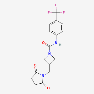 molecular formula C16H16F3N3O3 B2520344 3-[(2,5-Dioxopyrrolidin-1-yl)methyl]-N-[4-(trifluoromethyl)phenyl]azetidine-1-carboxamide CAS No. 2320576-78-9