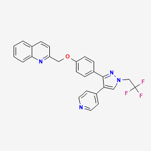molecular formula C26H19F3N4O B2520347 2-{4-[4-Pyridin-4-YL-1-(2,2,2-trifluoro-ethyl)-1H-pyrazol-3-YL]-phenoxymethyl}-quinoline CAS No. 898563-00-3