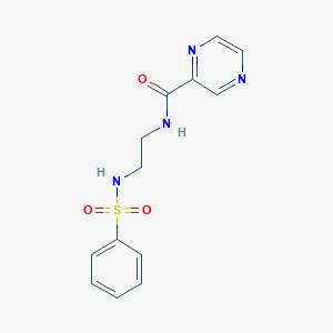 molecular formula C13H14N4O3S B252035 N-{2-[(phenylsulfonyl)amino]ethyl}pyrazine-2-carboxamide 