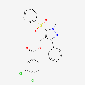 [1-methyl-3-phenyl-5-(phenylsulfonyl)-1H-pyrazol-4-yl]methyl 3,4-dichlorobenzenecarboxylate