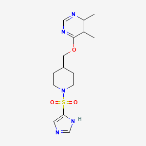 molecular formula C15H21N5O3S B2520356 4-((1-((1H-咪唑-4-基)磺酰基)哌啶-4-基)甲氧基)-5,6-二甲基嘧啶 CAS No. 2310017-52-6