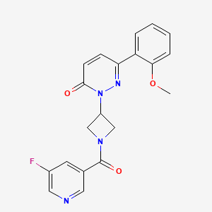 molecular formula C20H17FN4O3 B2520357 2-[1-(5-Fluoropyridine-3-carbonyl)azetidin-3-yl]-6-(2-methoxyphenyl)pyridazin-3-one CAS No. 2380191-78-4