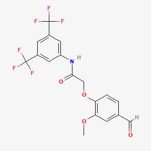 molecular formula C18H13F6NO4 B2520358 N-[3,5-bis(trifluoromethyl)phenyl]-2-(4-formyl-2-methoxyphenoxy)acetamide CAS No. 877155-42-5