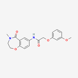 molecular formula C19H20N2O5 B2520365 2-(3-metoxifenoxi)-N-(4-metil-5-oxo-2,3,4,5-tetrahidro-1,4-benzoxazepin-7-il)acetamida CAS No. 922001-09-0