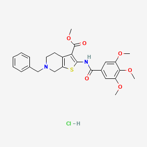 molecular formula C26H29ClN2O6S B2520381 Methyl 6-benzyl-2-(3,4,5-trimethoxybenzamido)-4,5,6,7-tetrahydrothieno[2,3-c]pyridine-3-carboxylate hydrochloride CAS No. 1216752-83-8
