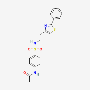 molecular formula C19H19N3O3S2 B2520384 N-(4-(N-(2-(2-phenylthiazol-4-yl)ethyl)sulfamoyl)phenyl)acetamide CAS No. 863511-67-5