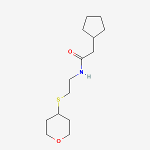 2-cyclopentyl-N-(2-((tetrahydro-2H-pyran-4-yl)thio)ethyl)acetamide