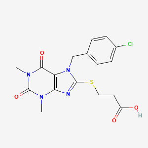 3-((7-(4-chlorobenzyl)-1,3-dimethyl-2,6-dioxo-2,3,6,7-tetrahydro-1H-purin-8-yl)thio)propanoic acid
