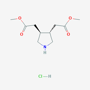 Methyl 2-[(3S,4S)-4-(2-methoxy-2-oxoethyl)pyrrolidin-3-yl]acetate;hydrochloride