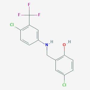 molecular formula C14H10Cl2F3NO B2520404 4-Chloro-2-({[4-chloro-3-(trifluoromethyl)phenyl]amino}methyl)phenol CAS No. 1094548-25-0