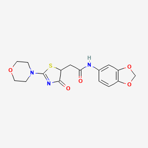 molecular formula C16H17N3O5S B2520408 N-(1,3-benzodioxol-5-yl)-2-[2-(morpholin-4-yl)-4-oxo-4,5-dihydro-1,3-thiazol-5-yl]acetamide CAS No. 1010893-07-8