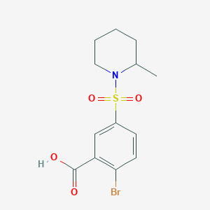 molecular formula C13H16BrNO4S B2520412 2-Bromo-5-[(2-methylpiperidin-1-yl)sulfonyl]benzoic acid CAS No. 37088-32-7