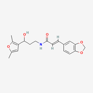 (E)-3-(benzo[d][1,3]dioxol-5-yl)-N-(3-(2,5-dimethylfuran-3-yl)-3-hydroxypropyl)acrylamide