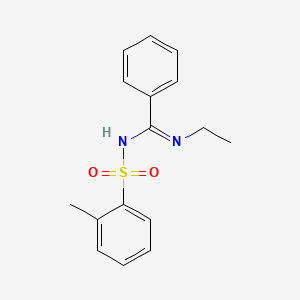 molecular formula C16H18N2O2S B2520418 (E)-N-ethyl-N'-(o-tolylsulfonyl)benzimidamide CAS No. 868212-42-4