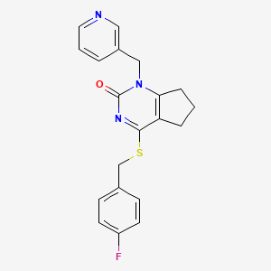 4-((4-fluorobenzyl)thio)-1-(pyridin-3-ylmethyl)-6,7-dihydro-1H-cyclopenta[d]pyrimidin-2(5H)-one