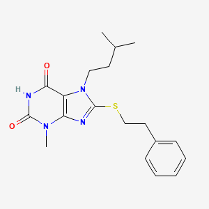 molecular formula C19H24N4O2S B2520447 7-isopentyl-3-methyl-8-(phenethylthio)-1H-purine-2,6(3H,7H)-dione CAS No. 331841-65-7
