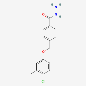 molecular formula C15H15ClN2O2 B2520449 4-[(4-Chloro-3-methylphenoxy)methyl]benzohydrazide CAS No. 379254-20-3