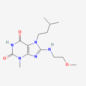 molecular formula C14H23N5O3 B2520461 8-(2-Methoxyethylamino)-3-methyl-7-(3-methylbutyl)purine-2,6-dione CAS No. 674816-01-4