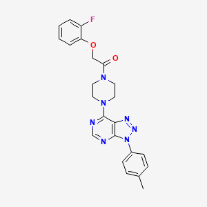 molecular formula C23H22FN7O2 B2520468 2-(2-氟苯氧基)-1-(4-(3-(对甲苯基)-3H-[1,2,3]三唑并[4,5-d]嘧啶-7-基)哌嗪-1-基)乙酮 CAS No. 920225-86-1