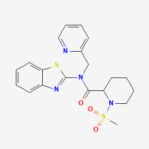 molecular formula C20H22N4O3S2 B2520488 N-(benzo[d]thiazol-2-yl)-1-(methylsulfonyl)-N-(pyridin-2-ylmethyl)piperidine-2-carboxamide CAS No. 1222672-52-7