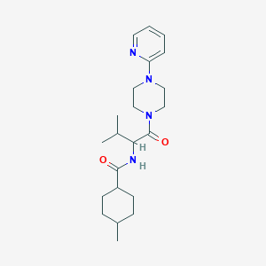 molecular formula C22H34N4O2 B2520489 4-methyl-N-{3-methyl-1-oxo-1-[4-(pyridin-2-yl)piperazin-1-yl]butan-2-yl}cyclohexanecarboxamide CAS No. 1023930-21-3