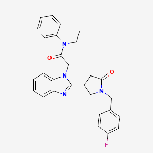 molecular formula C28H27FN4O2 B2520490 N-ethyl-2-{2-[1-(4-fluorobenzyl)-5-oxopyrrolidin-3-yl]-1H-benzimidazol-1-yl}-N-phenylacetamide CAS No. 955489-15-3