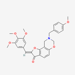 molecular formula C28H27NO7 B2520504 (Z)-8-(4-甲氧基苄基)-2-(3,4,5-三甲氧基苄亚基)-8,9-二氢-2H-苯并呋喃[7,6-e][1,3]恶嗪-3(7H)-酮 CAS No. 2014409-51-7