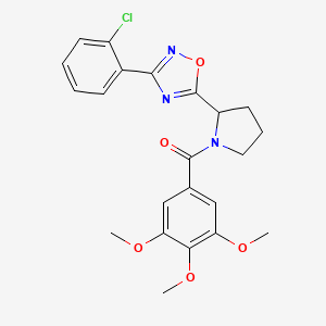 molecular formula C22H22ClN3O5 B2520507 3-(2-Chlorophenyl)-5-[1-(3,4,5-trimethoxybenzoyl)pyrrolidin-2-yl]-1,2,4-oxadiazole CAS No. 1787961-00-5