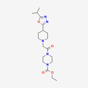 molecular formula C19H31N5O4 B2520518 Ethyl 4-(2-(4-(5-isopropyl-1,3,4-oxadiazol-2-yl)piperidin-1-yl)acetyl)piperazine-1-carboxylate CAS No. 1251708-35-6