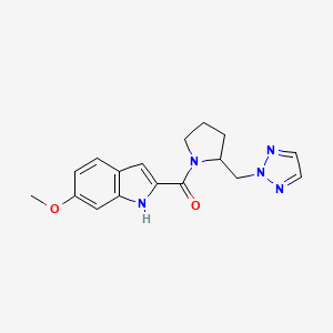 molecular formula C17H19N5O2 B2520530 (2-((2H-1,2,3-triazol-2-yl)methyl)pyrrolidin-1-yl)(6-methoxy-1H-indol-2-yl)methanone CAS No. 2320898-60-8
