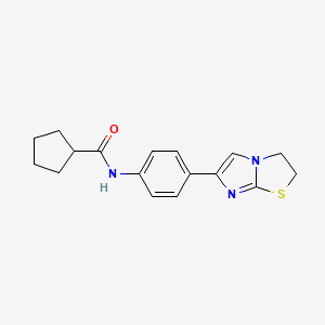 molecular formula C17H19N3OS B2520538 N-(4-(2,3-dihydroimidazo[2,1-b]thiazol-6-yl)phenyl)cyclopentanecarboxamide CAS No. 893993-53-8