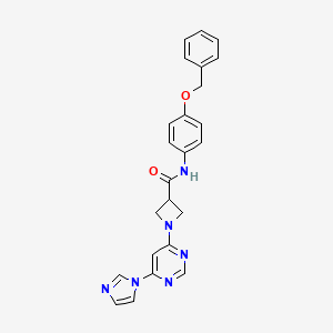 molecular formula C24H22N6O2 B2520554 1-(6-(1H-咪唑-1-基)嘧啶-4-基)-N-(4-(苄氧基)苯基)氮杂环丁烷-3-甲酰胺 CAS No. 2034433-95-7