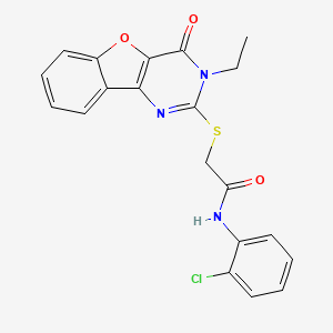 N-(2-chlorophenyl)-2-({5-ethyl-6-oxo-8-oxa-3,5-diazatricyclo[7.4.0.0^{2,7}]trideca-1(9),2(7),3,10,12-pentaen-4-yl}sulfanyl)acetamide