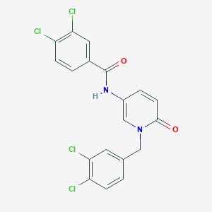 molecular formula C19H12Cl4N2O2 B2520565 3,4-dichloro-N-[1-(3,4-dichlorobenzyl)-6-oxo-1,6-dihydro-3-pyridinyl]benzenecarboxamide CAS No. 339009-12-0