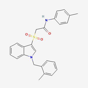 molecular formula C25H24N2O3S B2520566 2-((1-(2-methylbenzyl)-1H-indol-3-yl)sulfonyl)-N-(p-tolyl)acetamide CAS No. 850932-83-1
